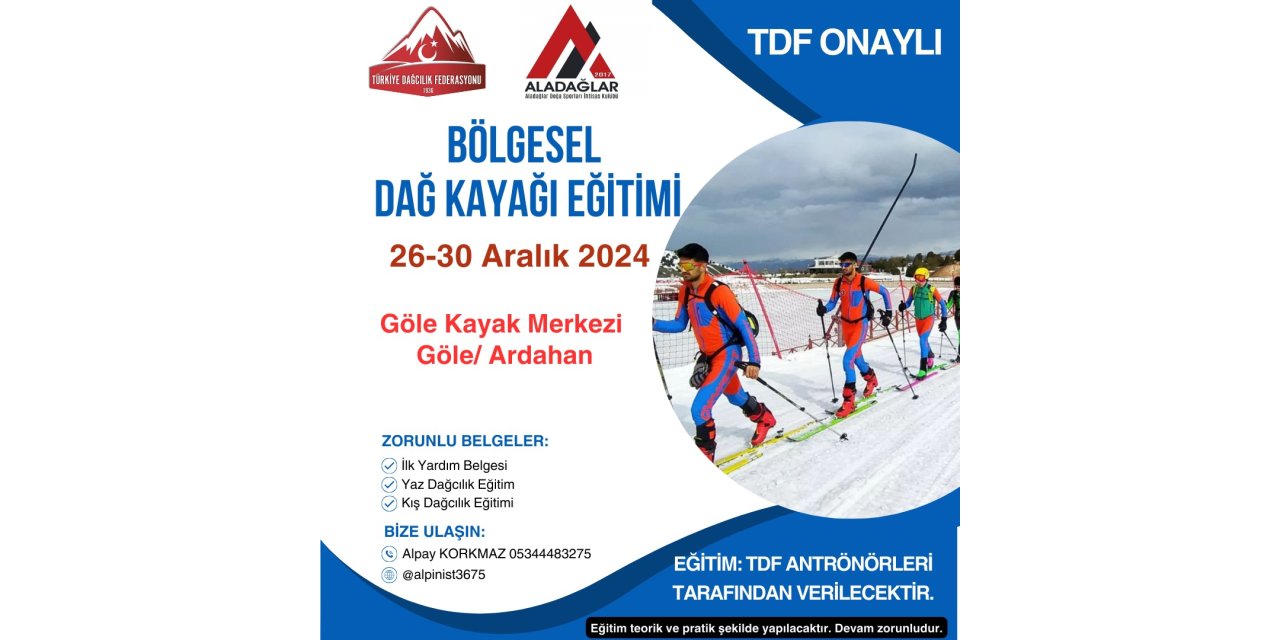 TDF onaylı bölgesel dağ kayağı eğitimi başvuruları başladı