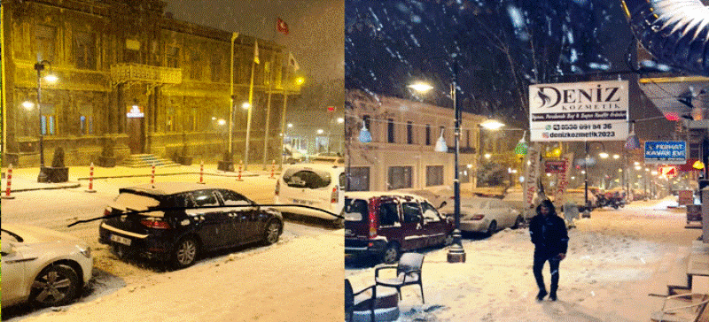 Kars'ta kar yağışı sevindiriyor