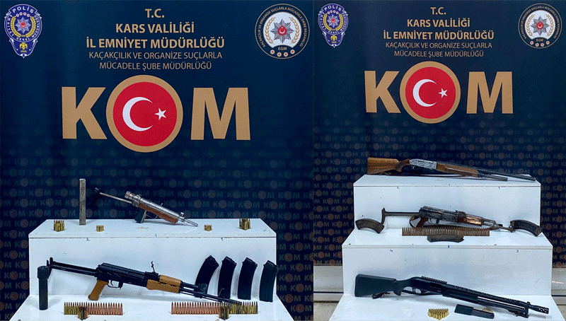 Kars ve Arpaçay'da ruhsatsız silahlar ele geçirildi