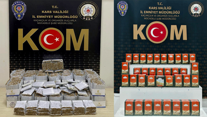 Kars'ta kaçak çay ve sigara operasyonu