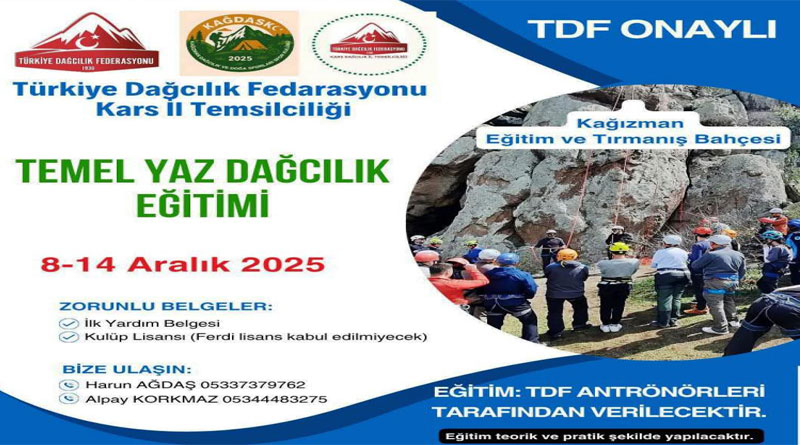 Temel yaz dağcılık eğitimi başvuruları başladı