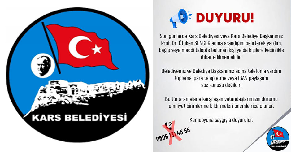 Kars Belediyesi kamuoyunu uyardı