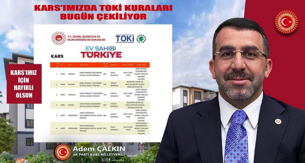 Çalkın: Yüzyılın Konut Projesi kuraları bugün çekiliyor