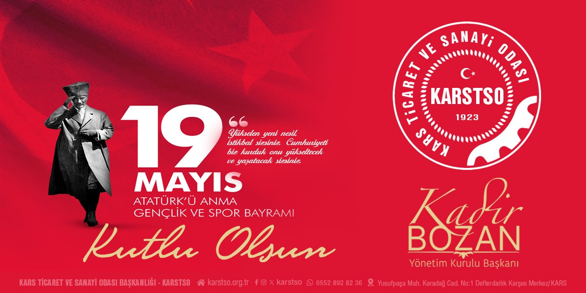 Başkan Bozan’dan 19 Mayıs Atatürk’ü Anma Gençlik ve Spor Bayramı kutlama mesajı;