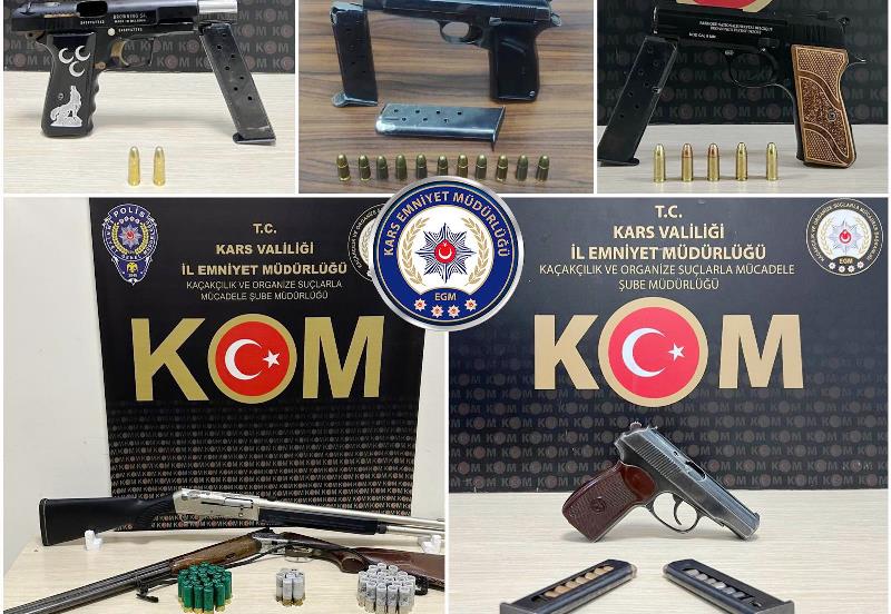 Kars’ta yine bolca ruhsatsız silah yakalandı