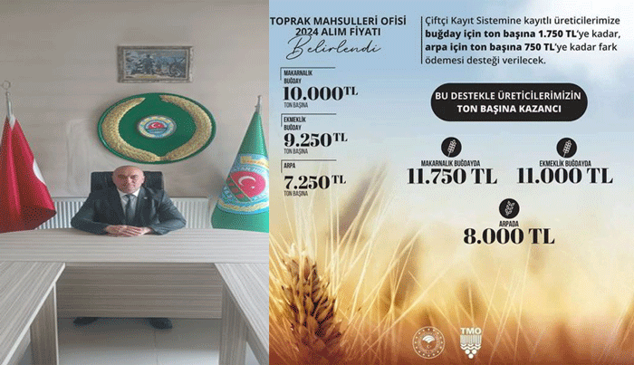 Müçük açıkladı: Ekmeklik buğday 9.250 TL