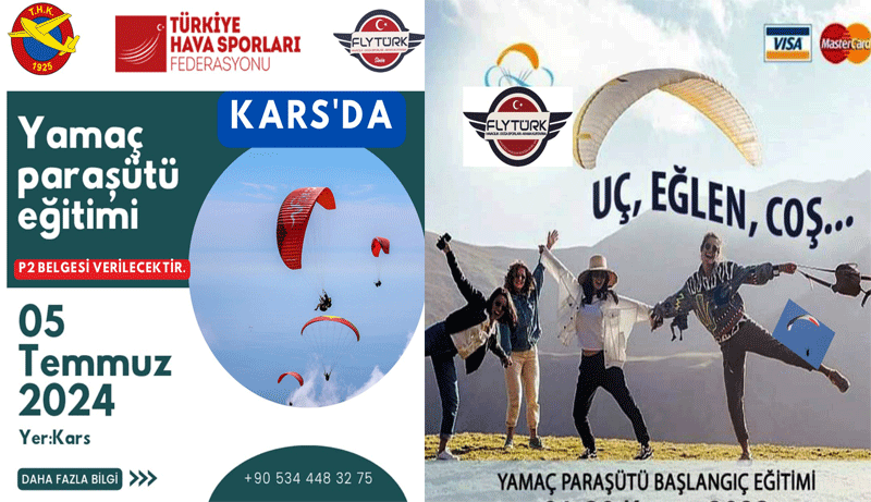 Kars’ta yamaç paraşütü eğitimi verilecek